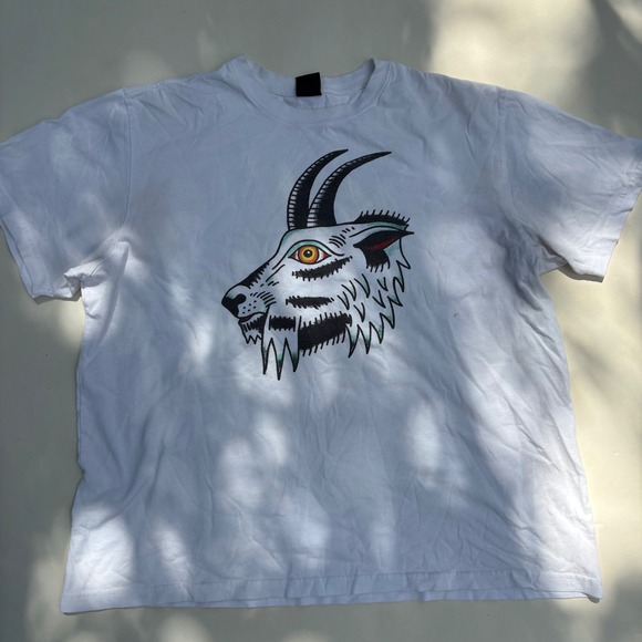 Filson Other - Filson Mens White Graphic T-Shirt XXL Goat Tattoo Art Made in USA Cotton Tee